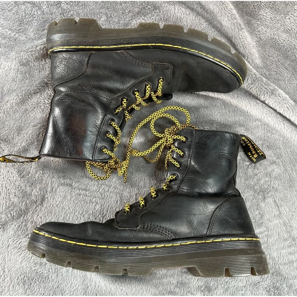 Dr Martens Combs Leather Boots Mens 9 Womens 8 Black Lug Sole